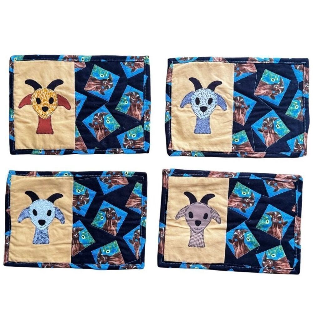 Adorable Handmade Embriodered Kitchen Trivets Goats Farm Country‎